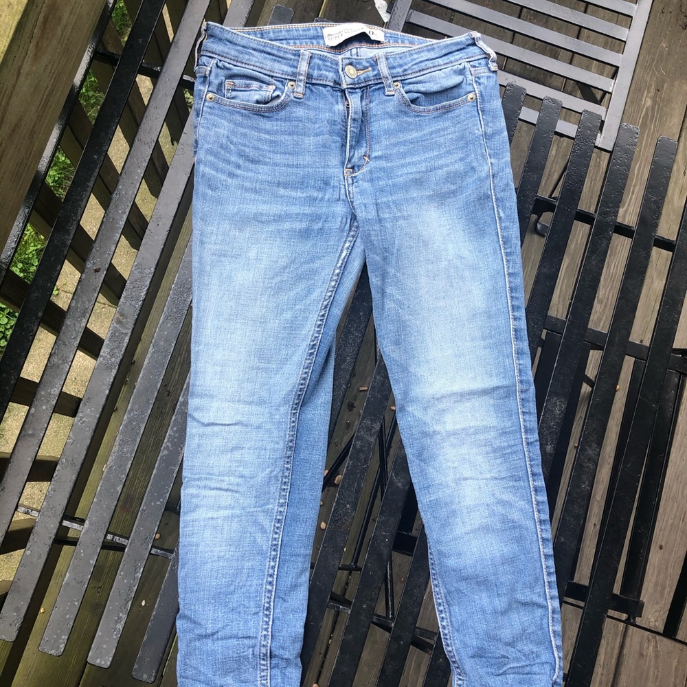 Abercrombie Medium Wash Jeans with Frayed Hem